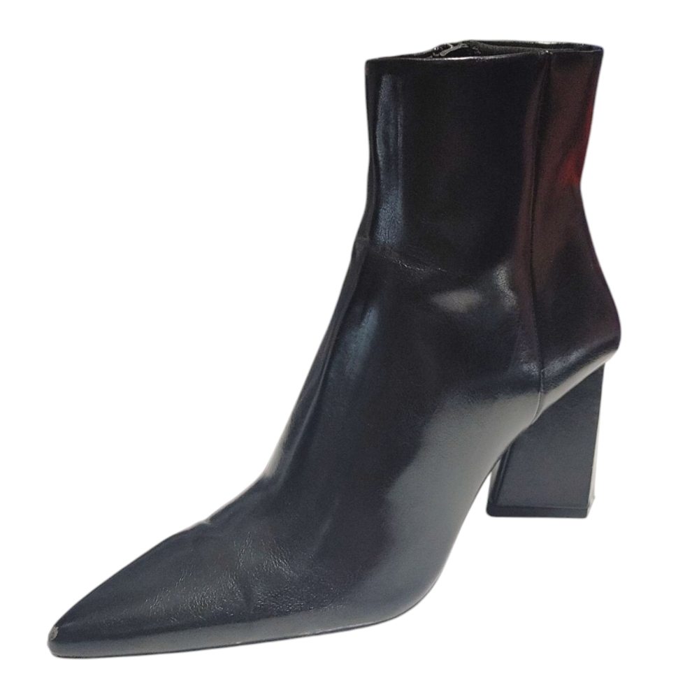 Zara Faux Leather Pointed Toe Geometric Heel Zipper Ankle Booties Womens Size 37 - Picture 4 of 9